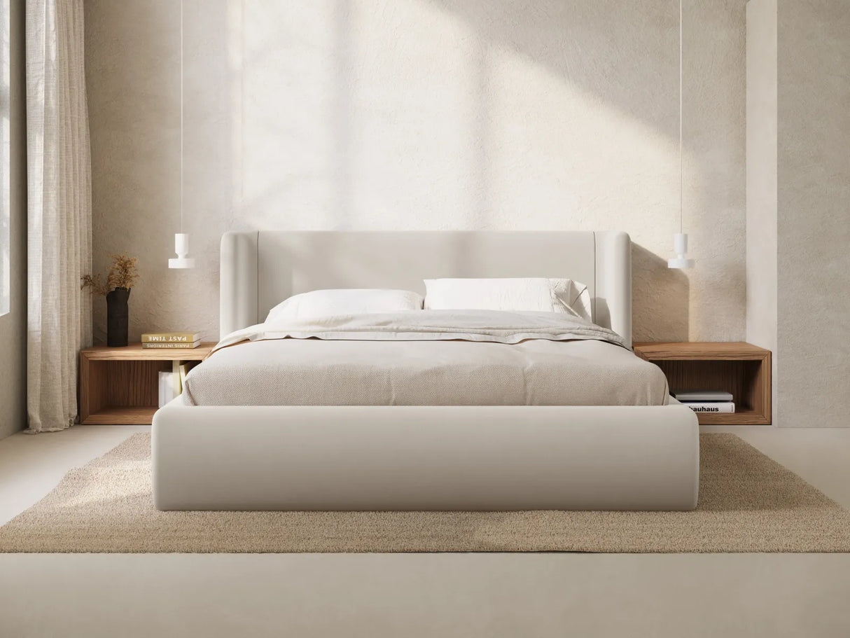Jolene Bett mit Kopfteil und Stauraum, aus Samt (Bluvel 30) in Dark Beige, 140x200 cm – Bild 2