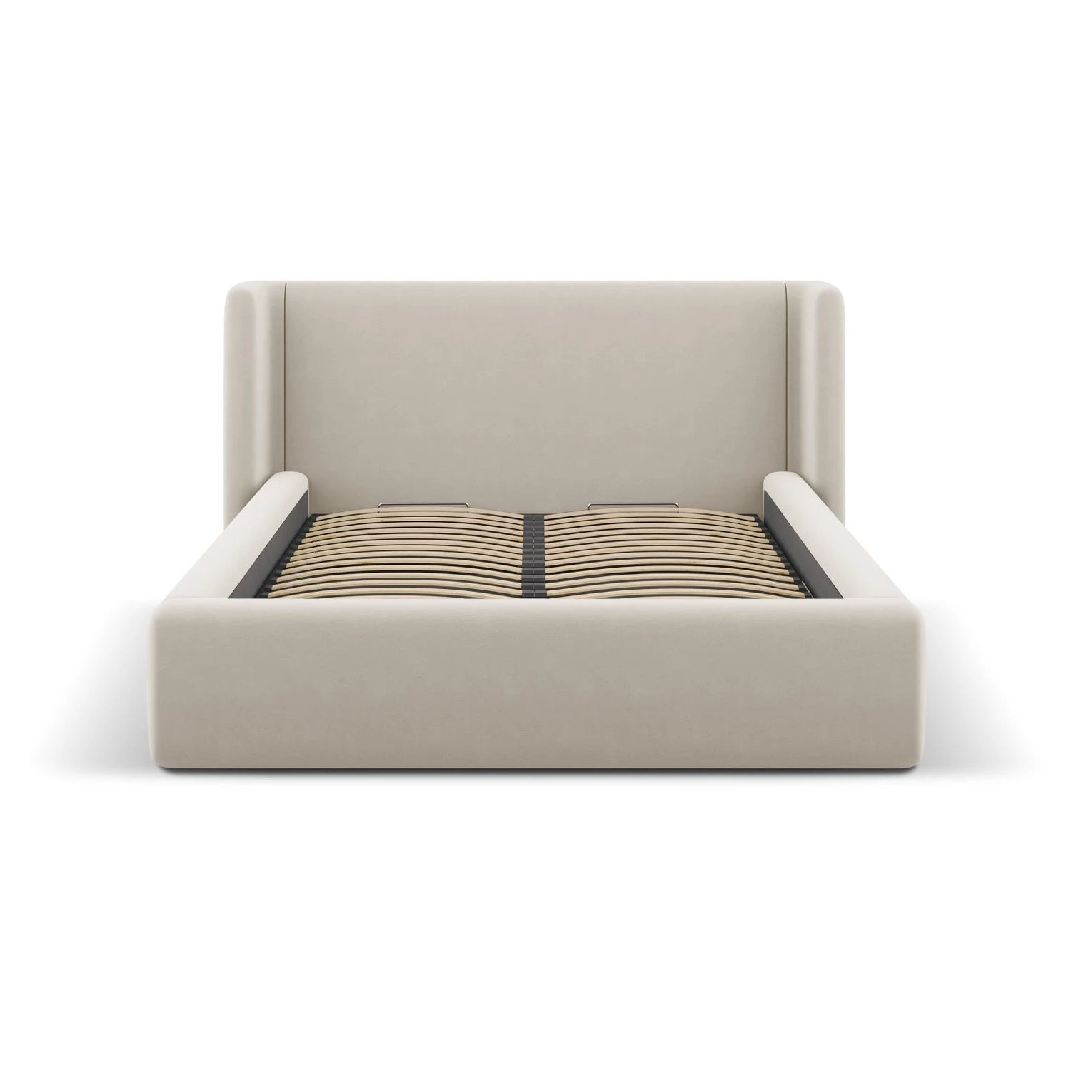 Jolene Bett mit Kopfteil und Stauraum, aus Samt (Bluvel 30) in Dark Beige, 140x200 cm – Bild 4