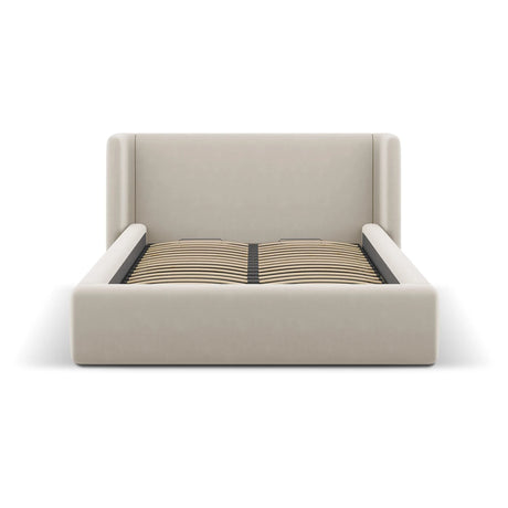 Jolene Bett mit Kopfteil und Stauraum, aus Samt (Bluvel 30) in Dark Beige, 160x200 cm – Bild 4