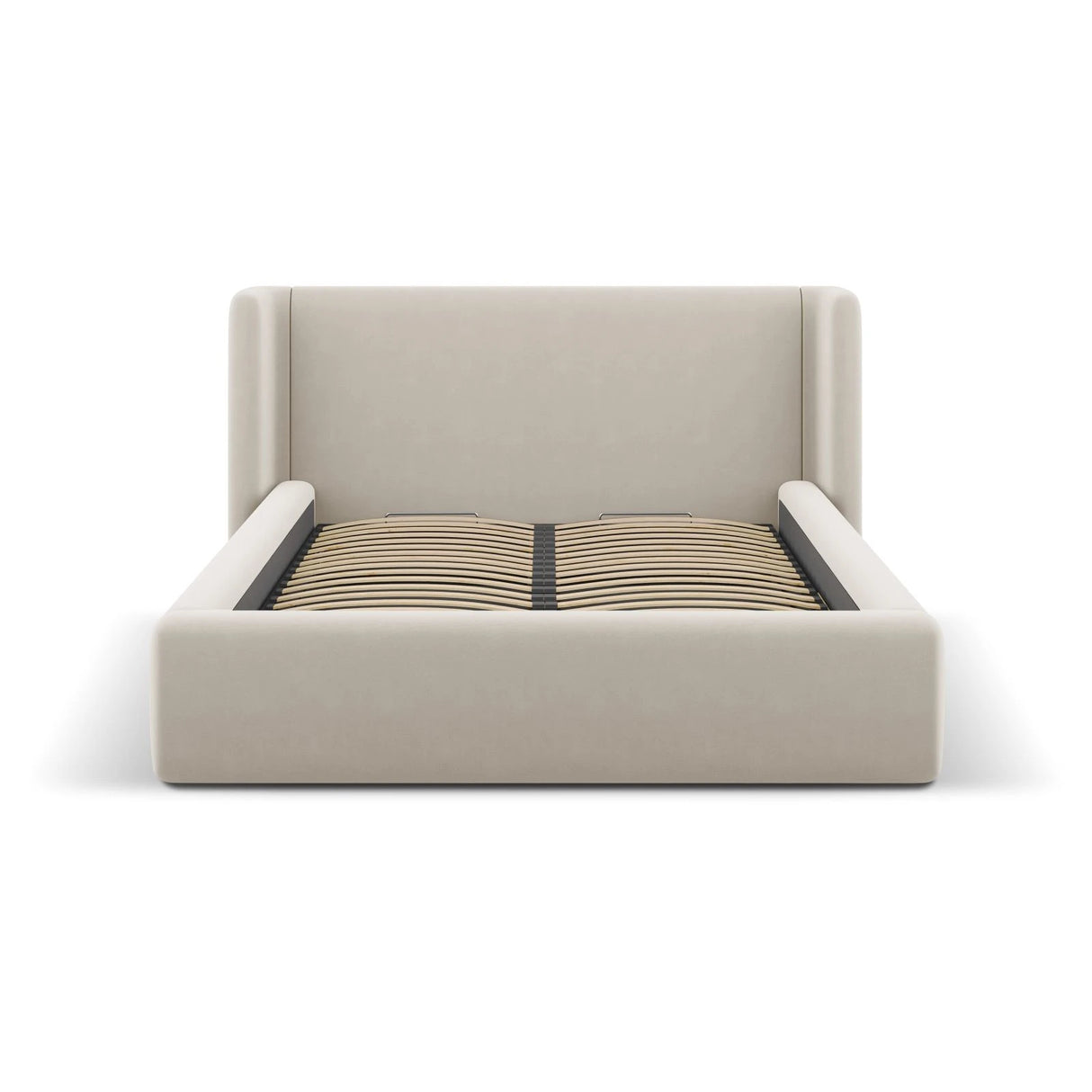 Jolene Bett mit Kopfteil und Stauraum, aus Samt (Bluvel 30) in Dark Beige, 180x200 cm – Bild 4