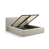 Jolene Bett mit Kopfteil und Stauraum, aus Samt (Bluvel 30) in Dark Beige, 200x200 cm – Bild 6