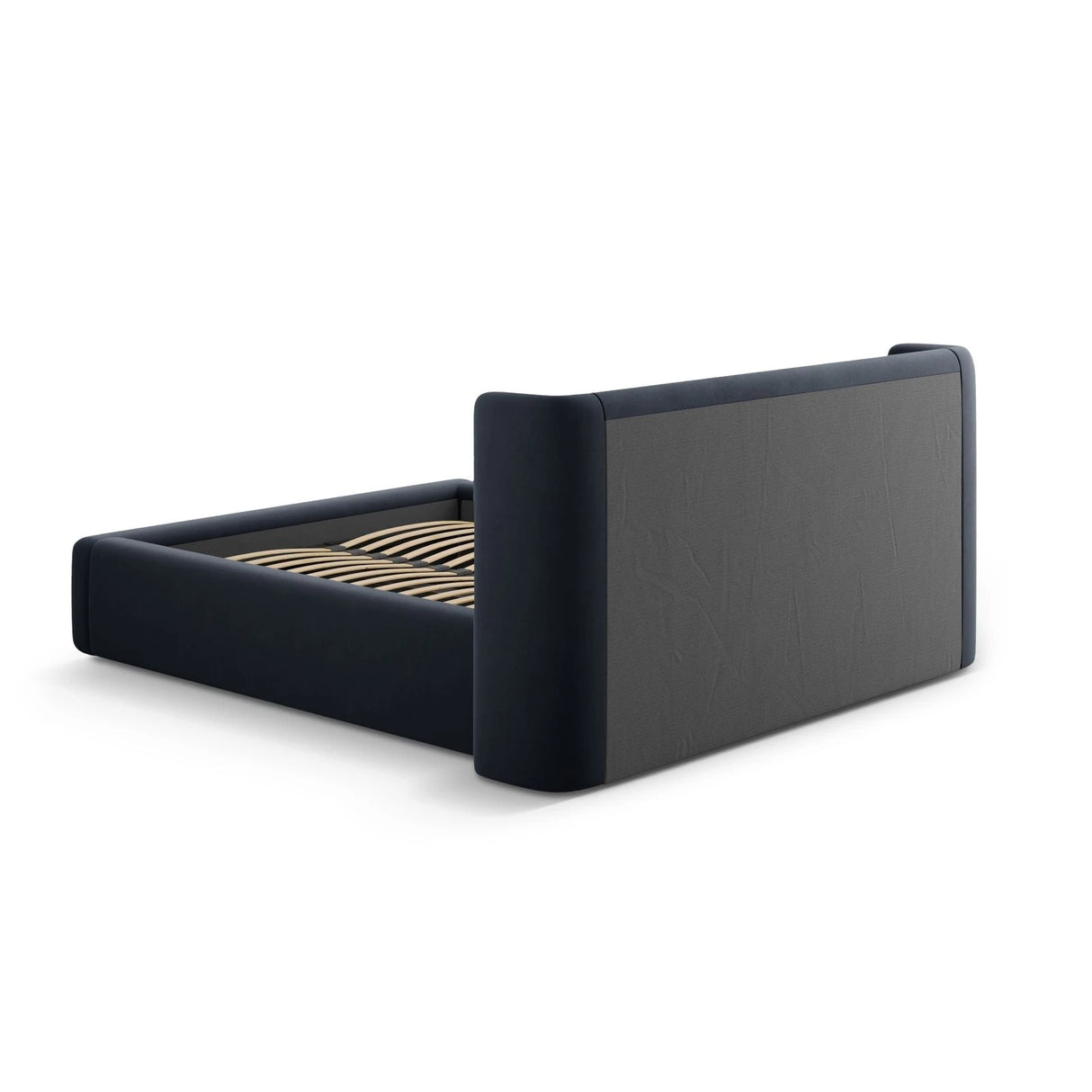 Jolene Bett mit Kopfteil und Stauraum, aus Samt (Bluvel 89) in Dunkelblau, 200x200 cm – Bild 7