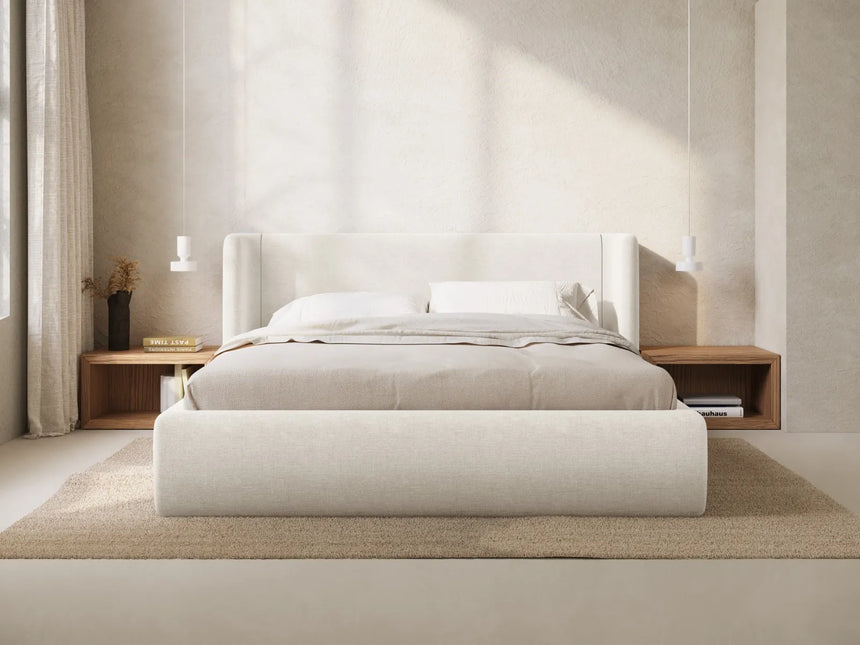 Jolene Bett mit Kopfteil und Stauraum, aus Samt oder Strukturstoff, 160x200 cm – Bild 2