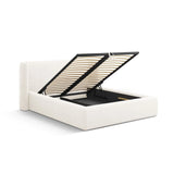 Jolene Bett mit Kopfteil und Stauraum, aus Samt oder Strukturstoff, 180x200 cm – Bild 6