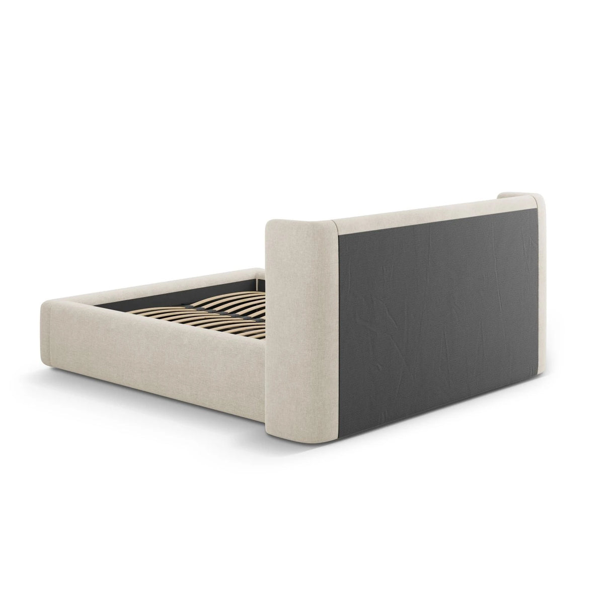 Jolene Bett mit Kopfteil und Stauraum, aus Strukturierter Stoff (Wind 05) in Leichtes Beige, 140x200 cm – Bild 7