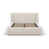Jolene Bett mit Kopfteil und Stauraum, aus Strukturierter Stoff (Wind 05) in Leichtes Beige, 160x200 cm – Bild 4