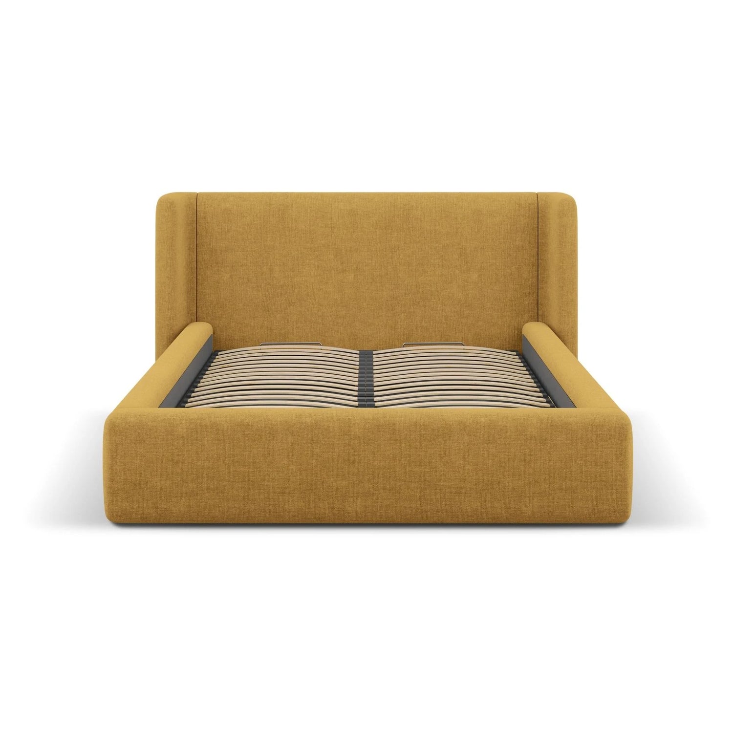 Jolene Bett mit Kopfteil und Stauraum, aus Strukturierter Stoff (Wind 33) in Light Olive, 140x200 cm – Bild 4