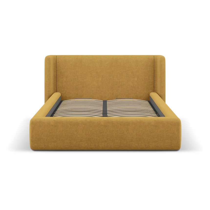Jolene Bett mit Kopfteil und Stauraum, aus Strukturierter Stoff (Wind 33) in Light Olive, 160x200 cm – Bild 4