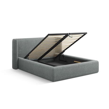 Jolene Bett mit Kopfteil und Stauraum, aus Strukturierter Stoff (Wind 89) in Dunkelgrau, 180x200 cm – Bild 6
