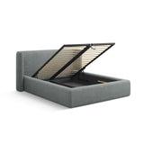 Jolene Bett mit Kopfteil und Stauraum, aus Strukturierter Stoff (Wind 89) in Dunkelgrau, 200x200 cm – Bild 6