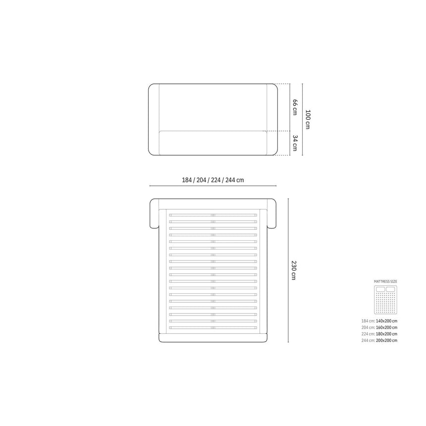 Jolene Bett mit Kopfteil und Stauraum, aus Strukturierter Stoff (Wind 99) in Schwarz, 140x200 cm – Bild 3