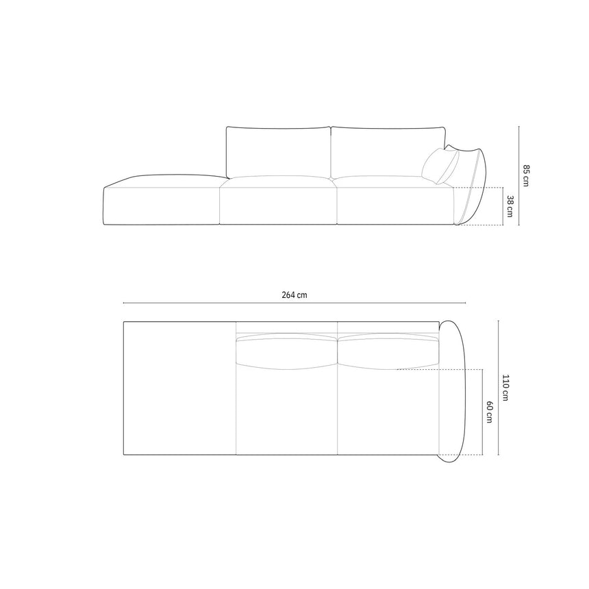 Kaelle 3-Sitzer Sofa Links offen, mit Bezug aus Chenille (OTH 78) in Königsblau, 264x110 cm – Bild 2
