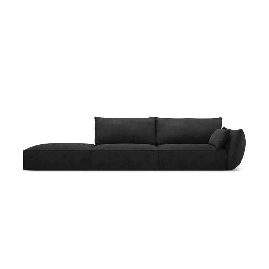 Kaelle 3-Sitzer Sofa Links offen, mit Bezug aus Chenille (OTH 99) in Schwarz, 264x110 cm – Bild 1