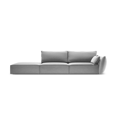 Kaelle 3-Sitzer Sofa Links offen, mit Bezug aus Samt (Blu10) in Grau, 264x110 cm – Bild 1
