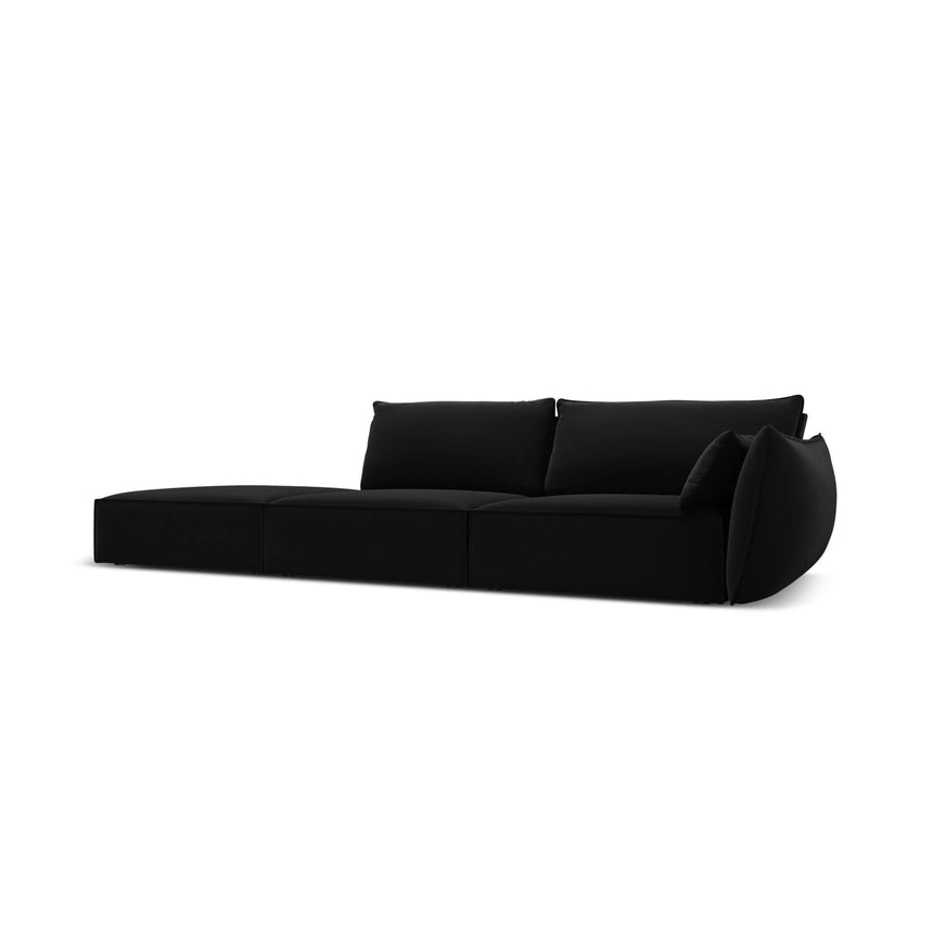 Kaelle 3-Sitzer Sofa Links offen, mit Bezug aus Samt (Blu19) in Schwarz, 264x110 cm – Bild 3