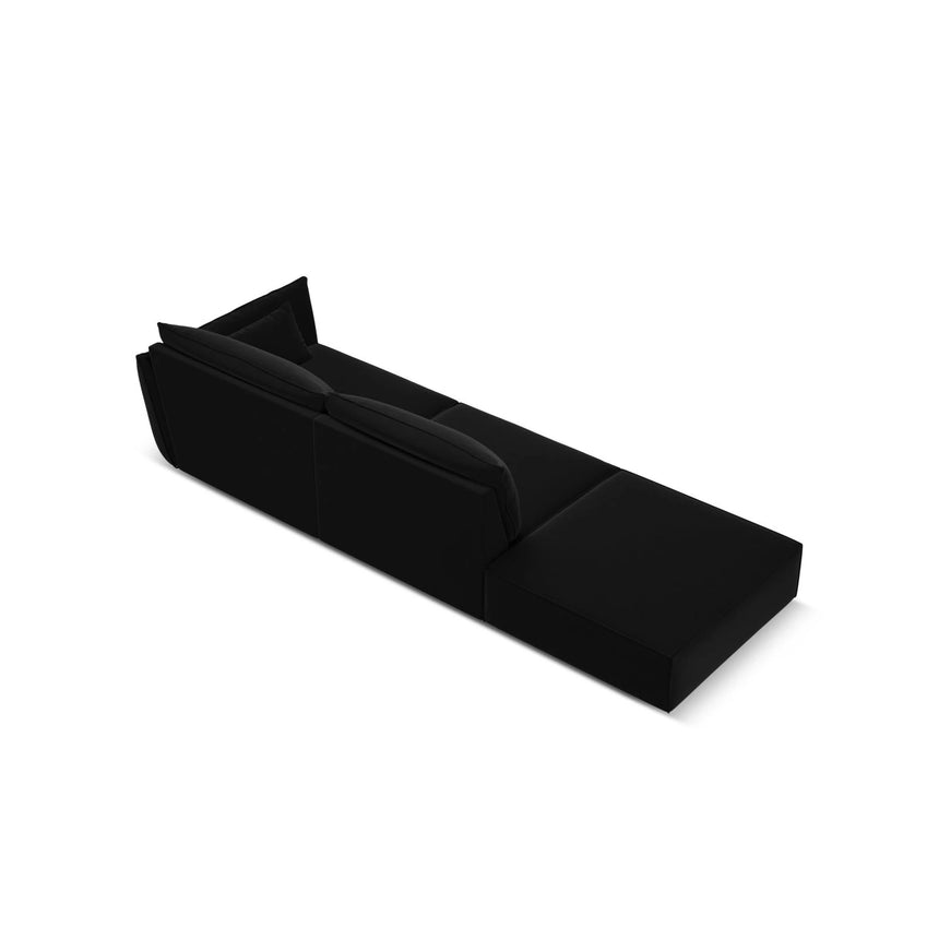 Kaelle 3-Sitzer Sofa Links offen, mit Bezug aus Samt (Blu19) in Schwarz, 264x110 cm – Bild 4