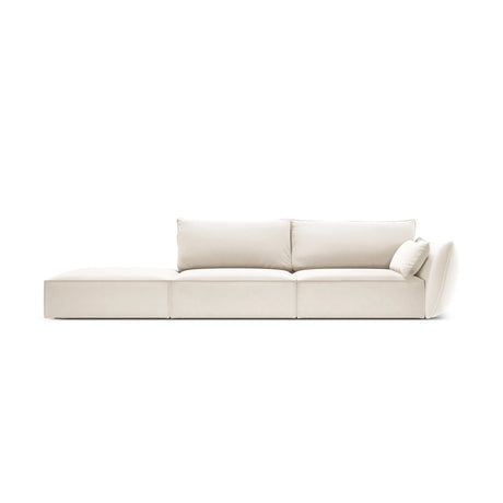 Kaelle 3-Sitzer Sofa Links offen, mit Bezug aus Samt (Blu22) in Leichtes Beige, 264x110 cm – Bild 1