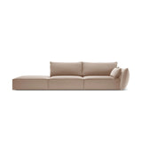 Kaelle 3-Sitzer Sofa Links offen, mit Bezug aus Samt (Blu28) in Beige, 264x110 cm – Bild 1