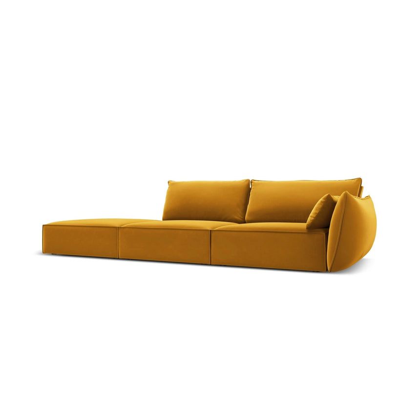 Kaelle 3-Sitzer Sofa Links offen, mit Bezug aus Samt (Blu68) in Gelb, 264x110 cm – Bild 3