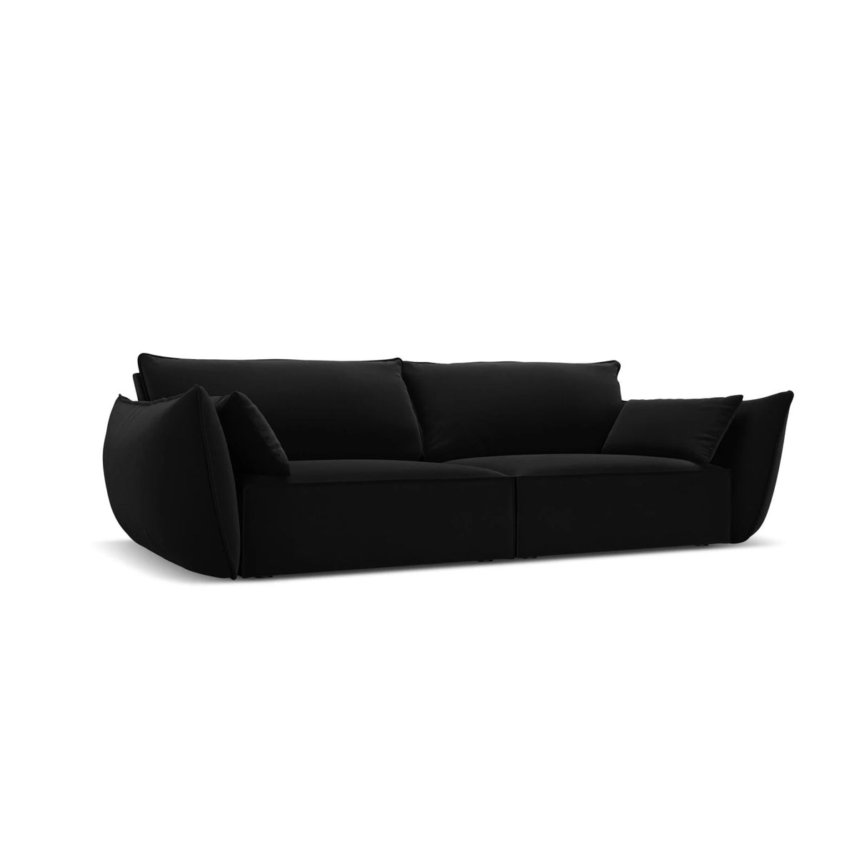 Kaelle 3-Sitzer Sofa mit Bezug aus Samt (Blu19) in Schwarz, 208x110 cm – Bild 3