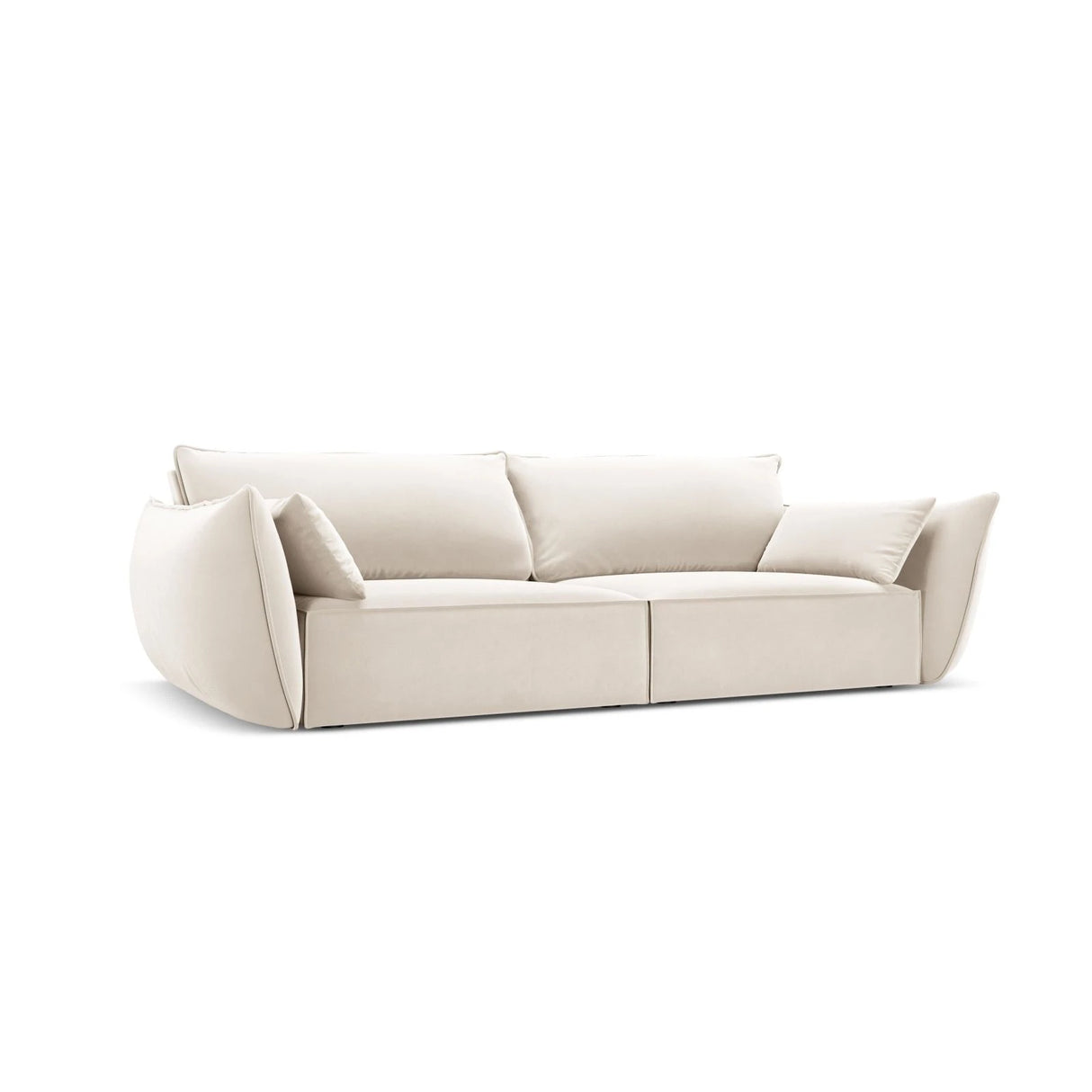 Kaelle 3-Sitzer Sofa mit Bezug aus Samt (Blu22) in Leichtes Beige, 208x110 cm – Bild 3