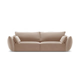 Kaelle 3-Sitzer Sofa mit Bezug aus Samt (Blu28) in Beige, 208x110 cm – Bild 1