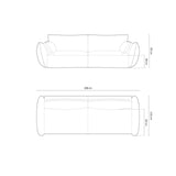 Kaelle 3-Sitzer Sofa mit Bezug aus Samt (Blu28) in Beige, 208x110 cm – Bild 2