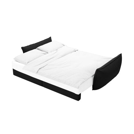 Kaelle 3-Sitzer Sofa mit Schlaffunktion, mit Bezug aus Chenille (Haga19) in Schwarz, 244x97 cm – Bild 5