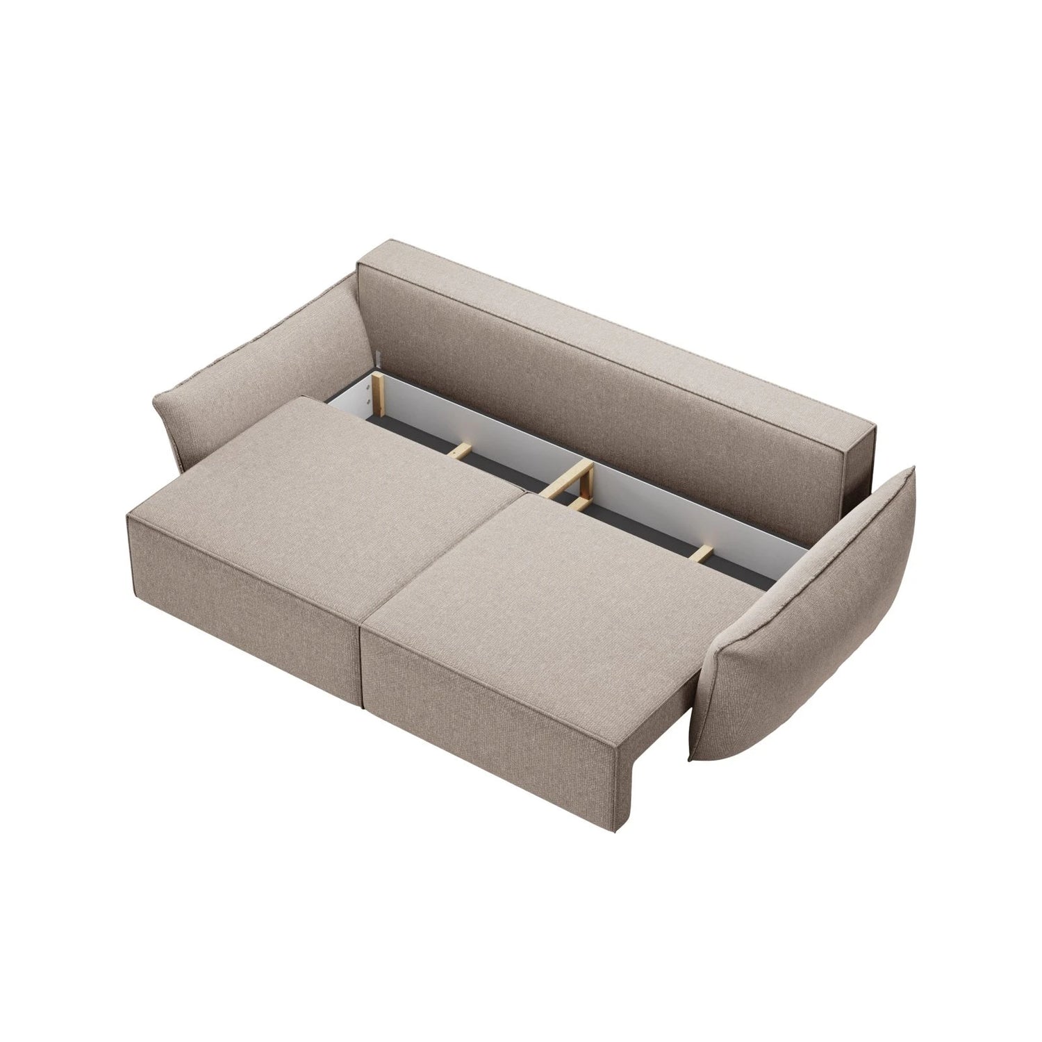 Kaelle 3-Sitzer Sofa mit Schlaffunktion, mit Bezug aus Chenille (Haga30) in Beige, 244x97 cm – Bild 4