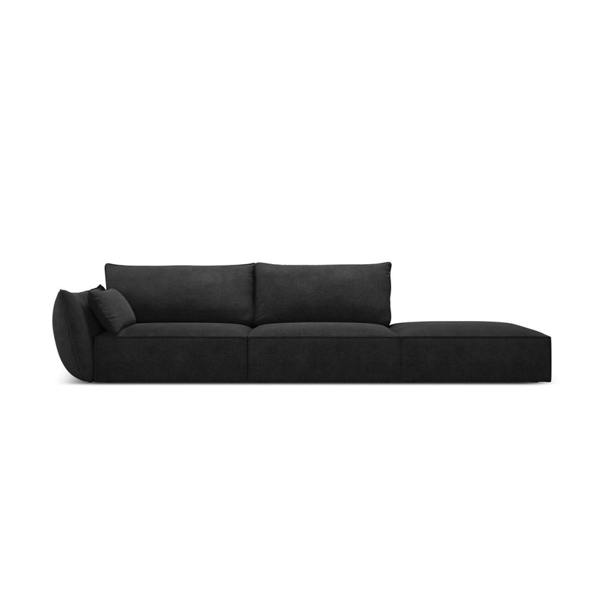 Kaelle 3-Sitzer Sofa Rechts offen, mit Bezug aus Chenille (OTH 99) in Schwarz, 264x110 cm – Bild 1
