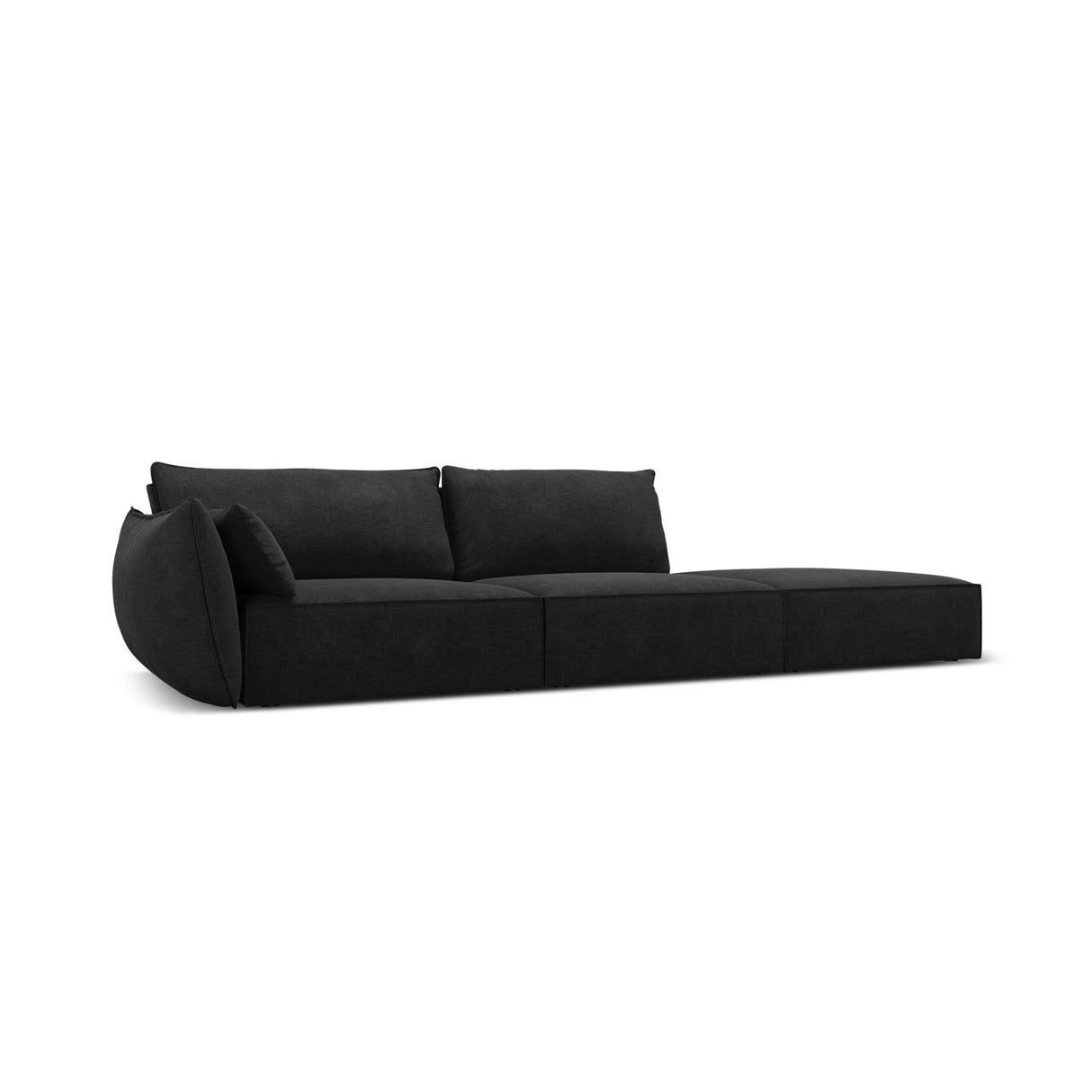 Kaelle 3-Sitzer Sofa Rechts offen, mit Bezug aus Chenille (OTH 99) in Schwarz, 264x110 cm – Bild 3