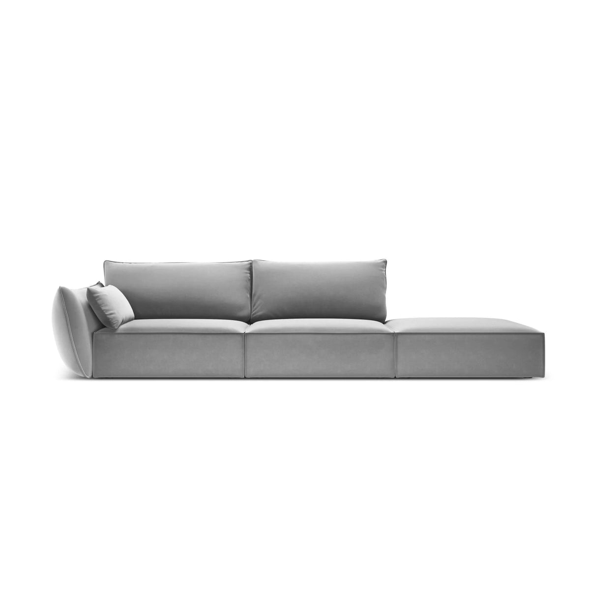 Kaelle 3-Sitzer Sofa Rechts offen, mit Bezug aus Samt (Blu10) in Grau, 264x110 cm – Bild 1