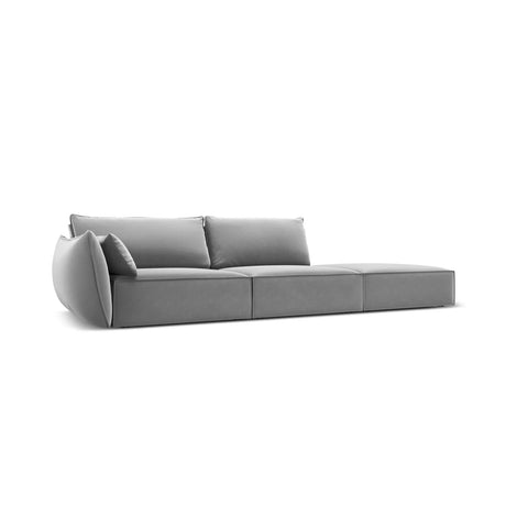 Kaelle 3-Sitzer Sofa Rechts offen, mit Bezug aus Samt (Blu10) in Grau, 264x110 cm – Bild 3