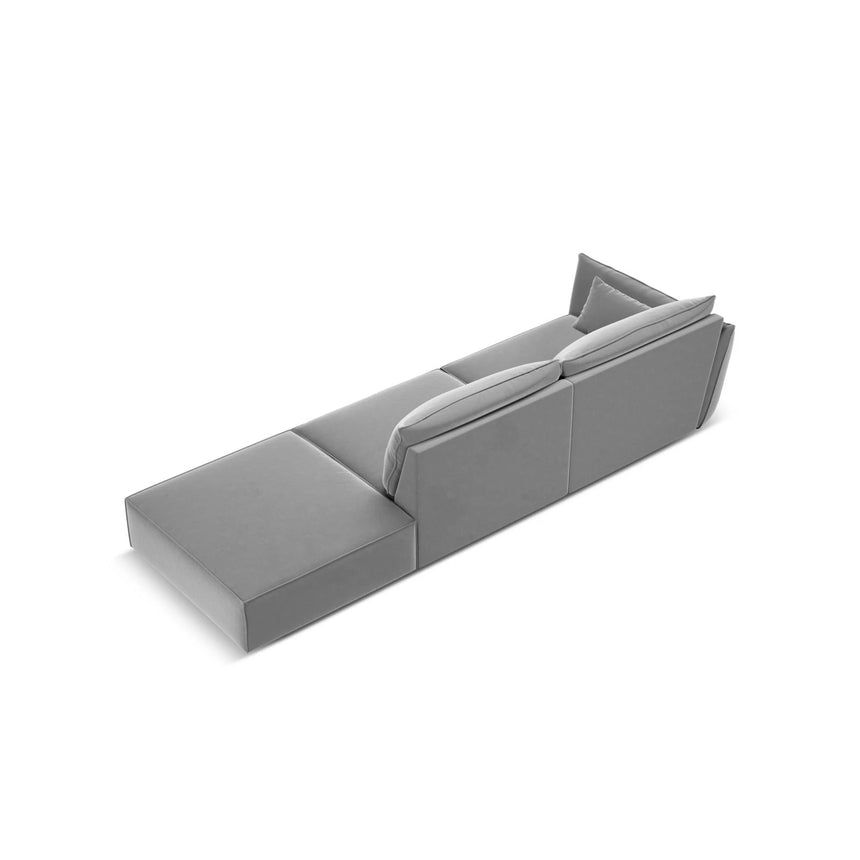 Kaelle 3-Sitzer Sofa Rechts offen, mit Bezug aus Samt (Blu10) in Grau, 264x110 cm – Bild 4