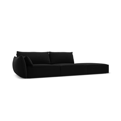 Kaelle 3-Sitzer Sofa Rechts offen, mit Bezug aus Samt (Blu19) in Schwarz, 264x110 cm – Bild 3