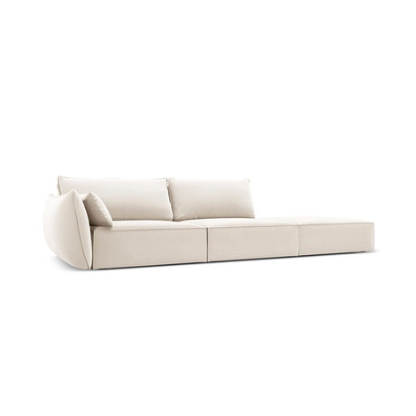 Kaelle 3-Sitzer Sofa Rechts offen, mit Bezug aus Samt (Blu22) in Leichtes Beige, 264x110 cm – Bild 3