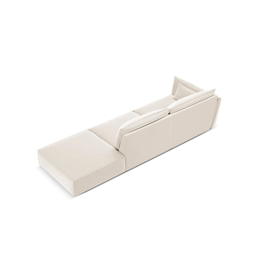 Kaelle 3-Sitzer Sofa Rechts offen, mit Bezug aus Samt (Blu22) in Leichtes Beige, 264x110 cm – Bild 4