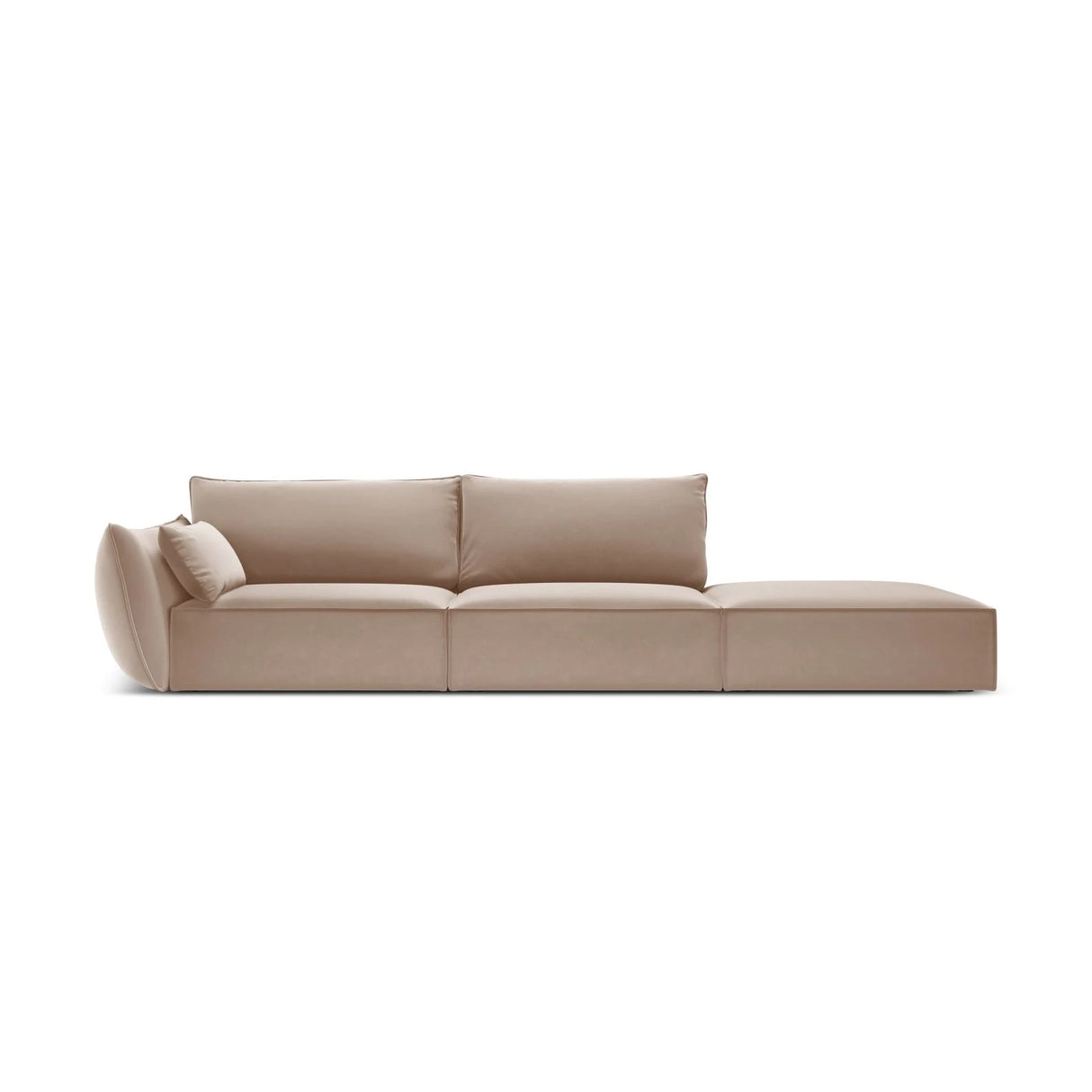 Kaelle 3-Sitzer Sofa Rechts offen, mit Bezug aus Samt (Blu28) in Beige, 264x110 cm – Bild 1