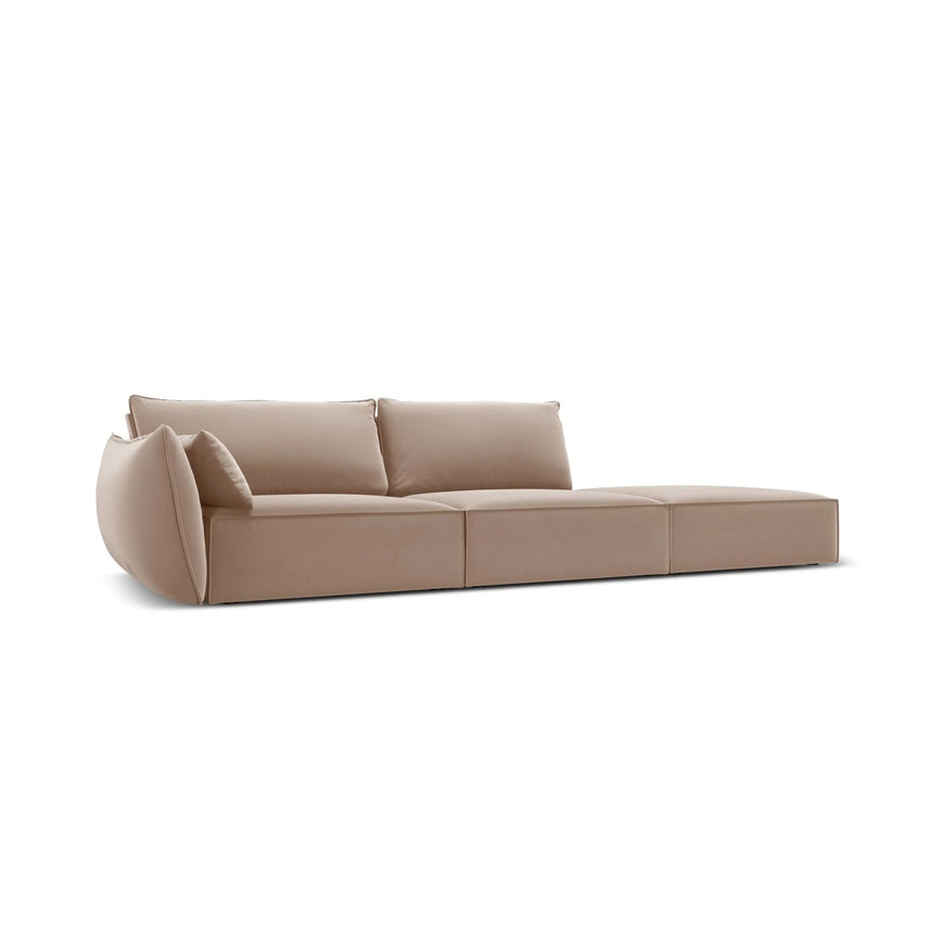 Kaelle 3-Sitzer Sofa Rechts offen, mit Bezug aus Samt (Blu28) in Beige, 264x110 cm – Bild 3