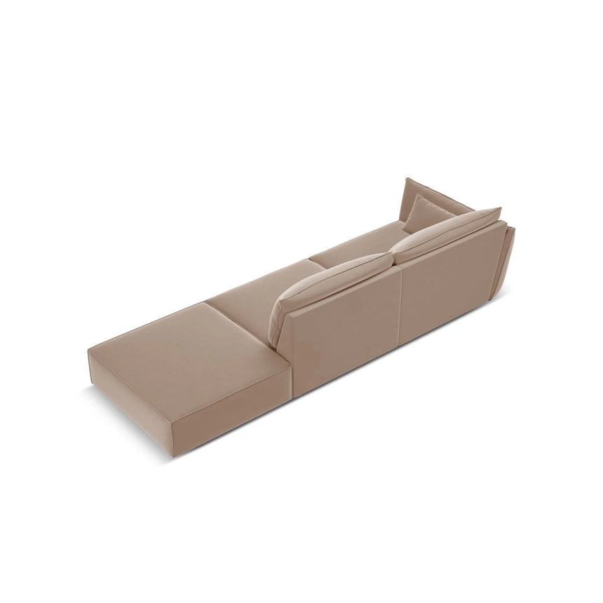 Kaelle 3-Sitzer Sofa Rechts offen, mit Bezug aus Samt (Blu28) in Beige, 264x110 cm – Bild 4