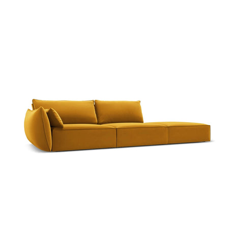 Kaelle 3-Sitzer Sofa Rechts offen, mit Bezug aus Samt (Blu68) in Gelb, 264x110 cm – Bild 3