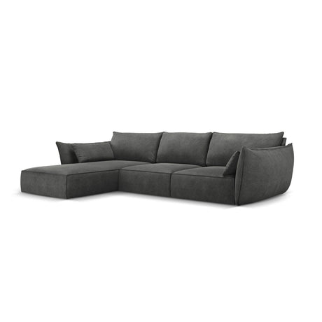 Kaelle 4-Sitzer Ecksofa Links, mit Bezug aus Chenille (OTH 97) in Dunkelgrau, 308x171 cm – Bild 3