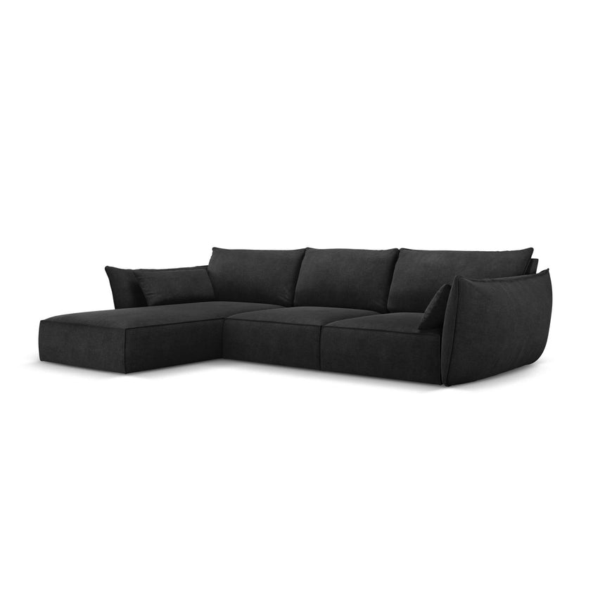 Kaelle 4-Sitzer Ecksofa Links, mit Bezug aus Chenille (OTH 99) in Schwarz, 308x171 cm – Bild 3