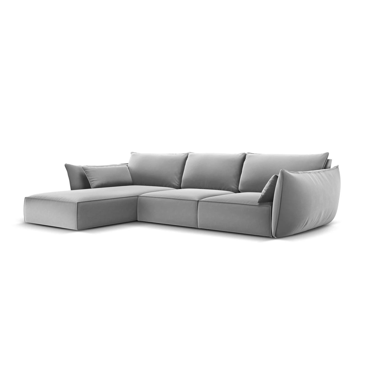 Kaelle 4-Sitzer Ecksofa Links, mit Bezug aus Samt (Blu10) in Grau, 308x171 cm – Bild 3