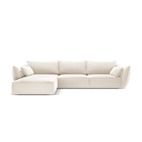 Kaelle 4-Sitzer Ecksofa Links, mit Bezug aus Samt (Blu22) in Leichtes Beige, 308x171 cm – Bild 1