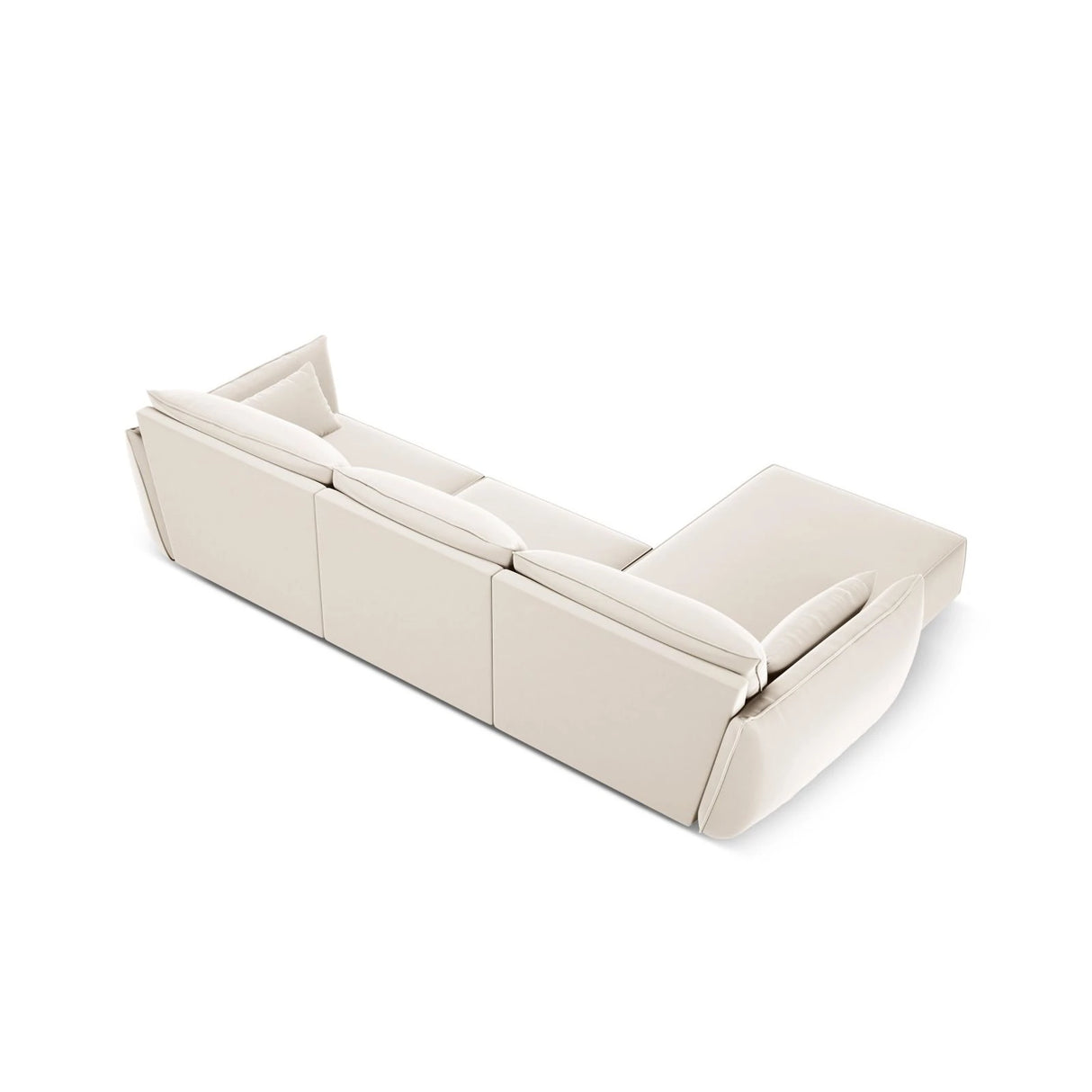 Kaelle 4-Sitzer Ecksofa Links, mit Bezug aus Samt (Blu22) in Leichtes Beige, 308x171 cm – Bild 4