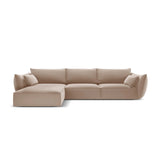 Kaelle 4-Sitzer Ecksofa Links, mit Bezug aus Samt (Blu28) in Beige, 308x171 cm – Bild 1