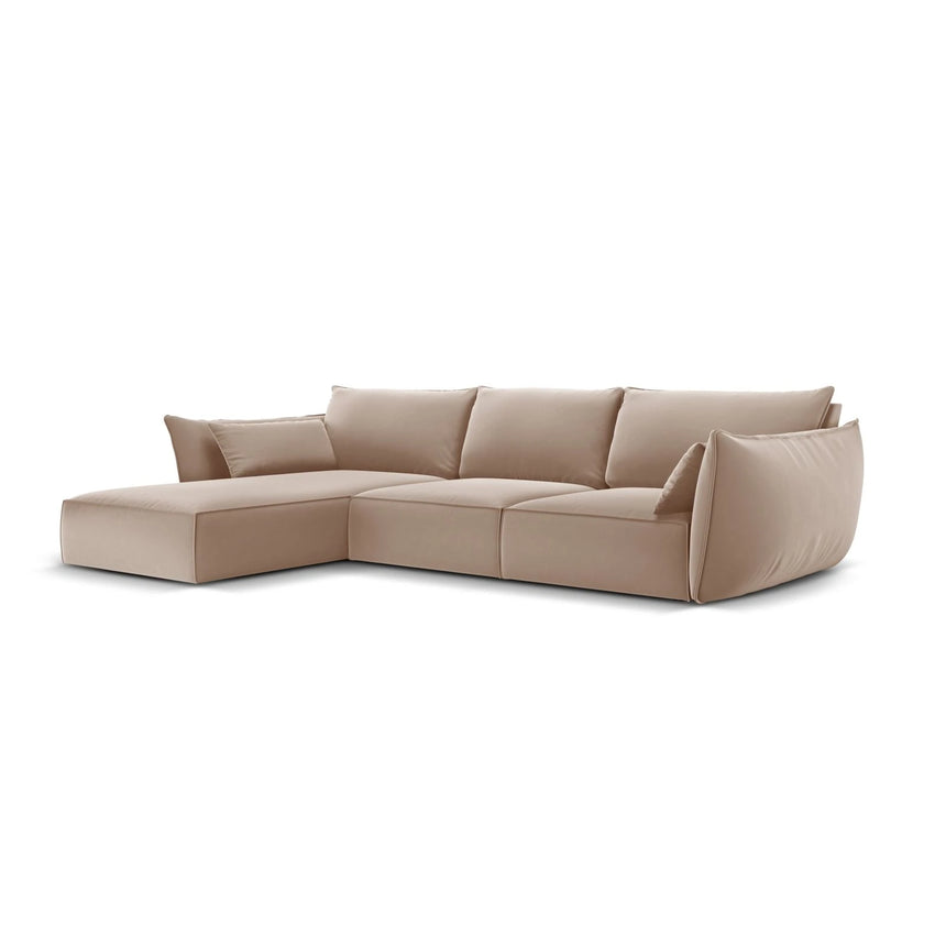 Kaelle 4-Sitzer Ecksofa Links, mit Bezug aus Samt (Blu28) in Beige, 308x171 cm – Bild 3