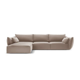 Kaelle 4-Sitzer Ecksofa Links, mit Bezug aus Samt (Blu40) in Cappuccino, 308x171 cm – Bild 1