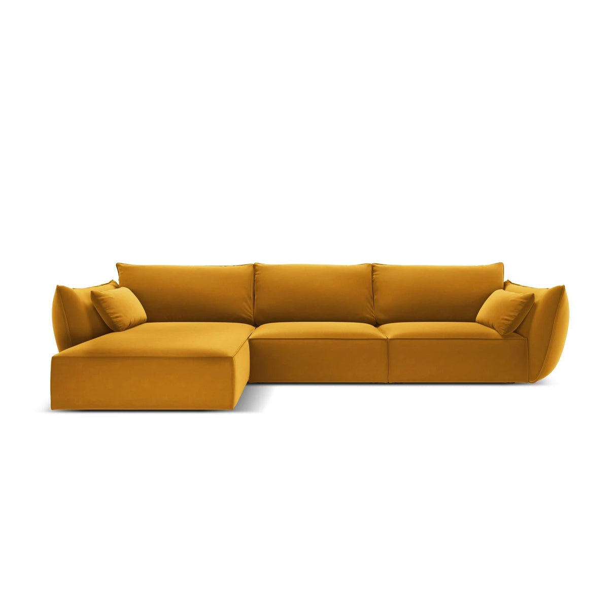 Kaelle 4-Sitzer Ecksofa Links, mit Bezug aus Samt (Blu68) in Gelb, 308x171 cm – Bild 1